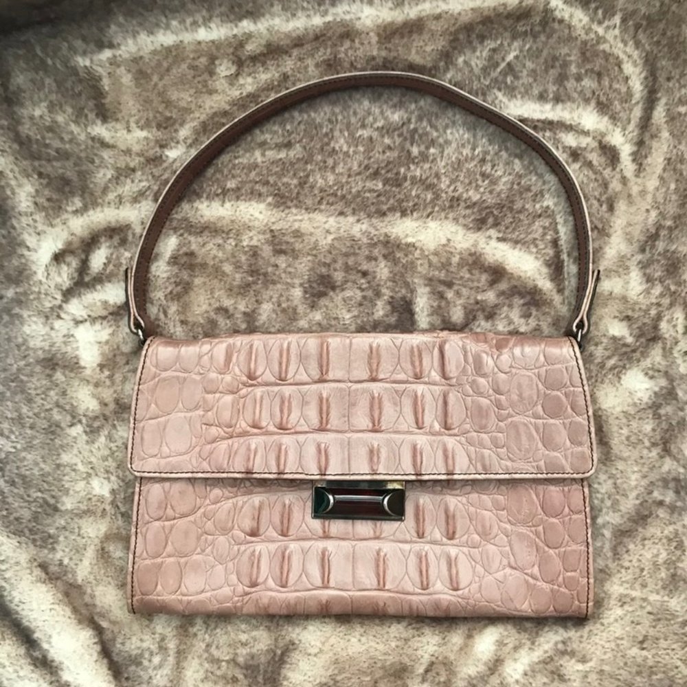 Miu Miu Blush Crocodile Embossed Handbag